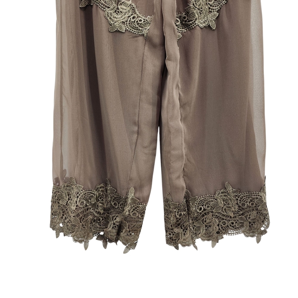 Pretty Angel Women's Silk Blend Embellished Straight Leg - S/M - Picture 3 of 6